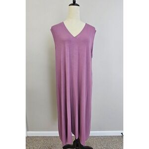 Eileen Fisher VNeck Dress Womens XL Stretch Jersey Back Cutout Minimalist USA